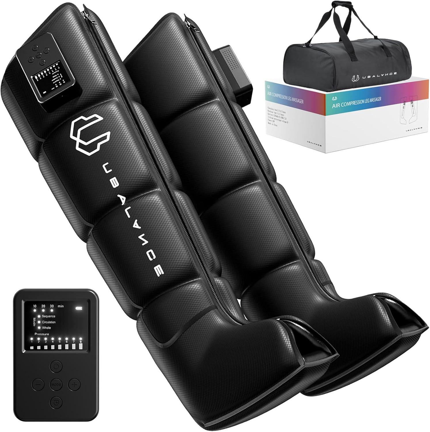 UBALANCE Air Compression Leg Massager,Cordless Rechargeable Leg Massage Compression Recovery Boots, Easy to Use Rapid Recovery System, Improves Blood Circulation for Athletes（Medium）