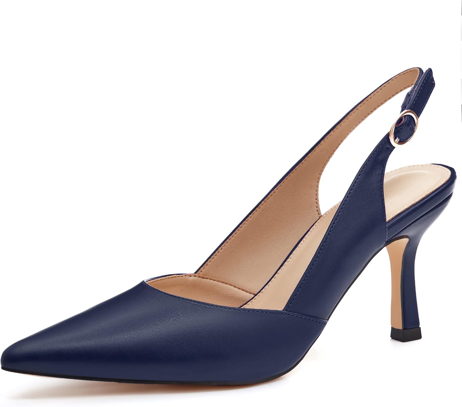 Rilista Women's Slingback Kitten Heels Closed Pointed Toe Wedding Party Dress Pumps Shoes