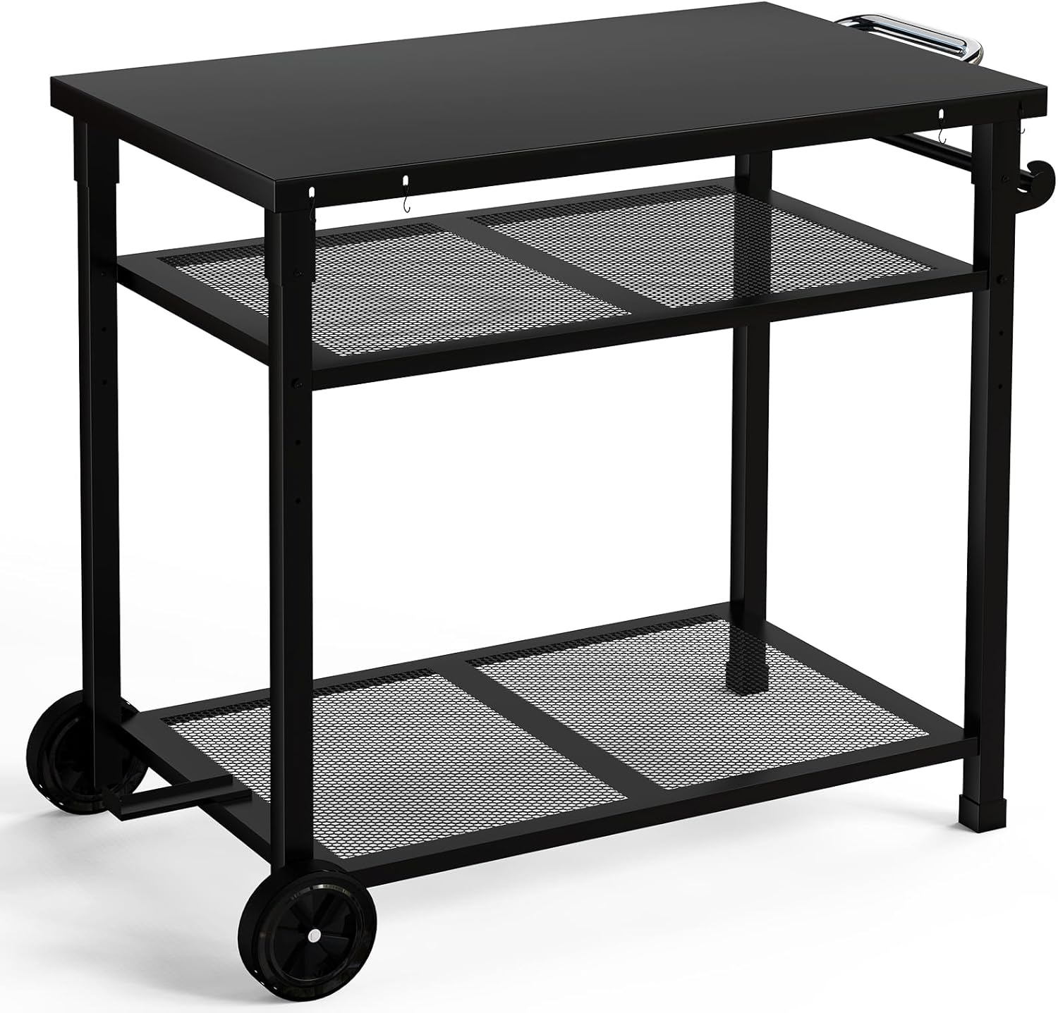 Outdoor Pizza Oven Stand Grill Cart Table Pizza Oven Trolley Stand heavyduty Table on Wheels Dining Food Prep Table BBQ Grill Stand for Kitchen Patio Backyard Garden 85x51cm