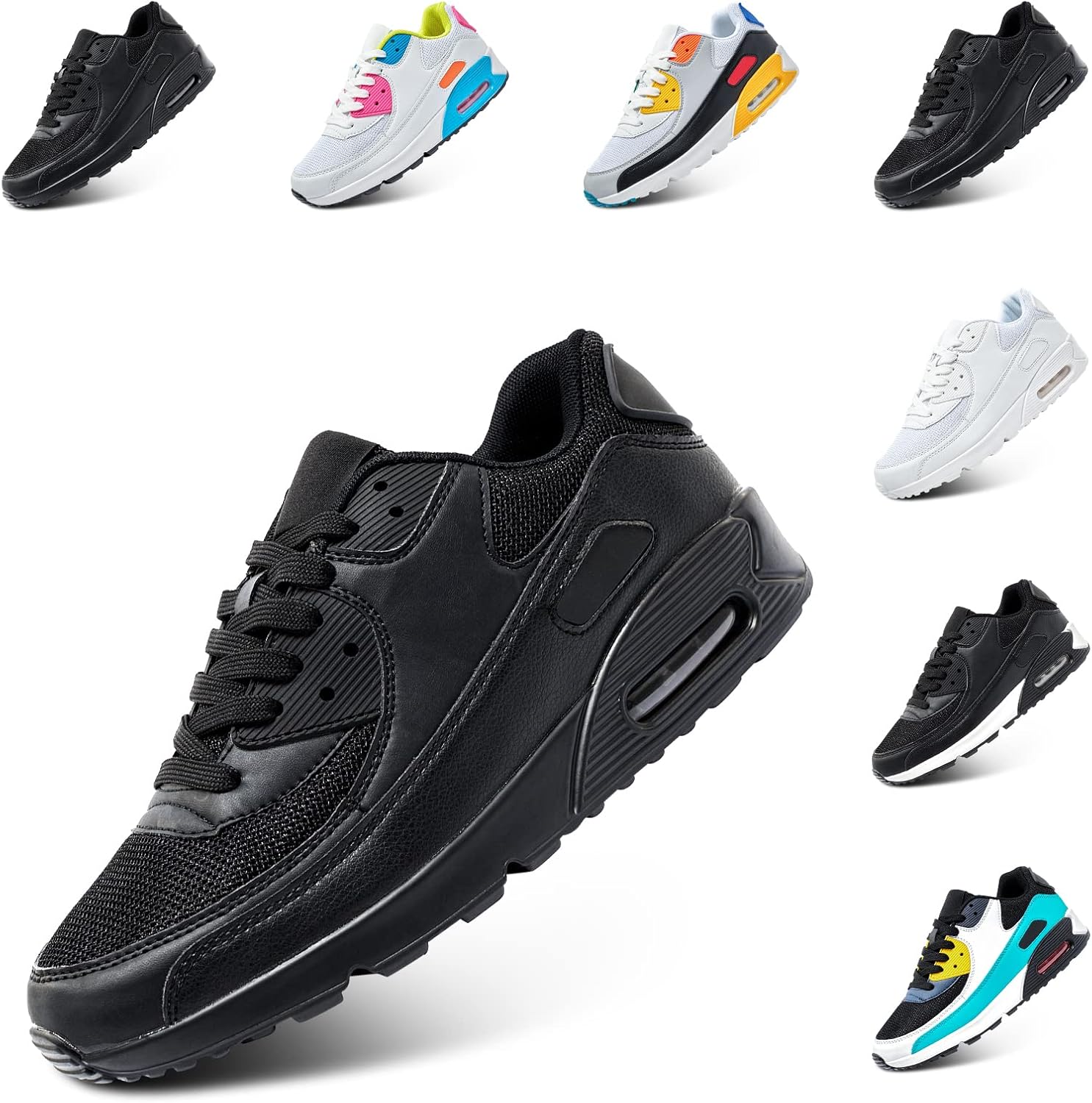 Mens Trainers Ladies Womens Running Shoes Gym Athletic Sports Jogging Fashion Sneakers Lightweight Cushioned Shock Absorbing Breathable Black White Pink 3.5-12 UK