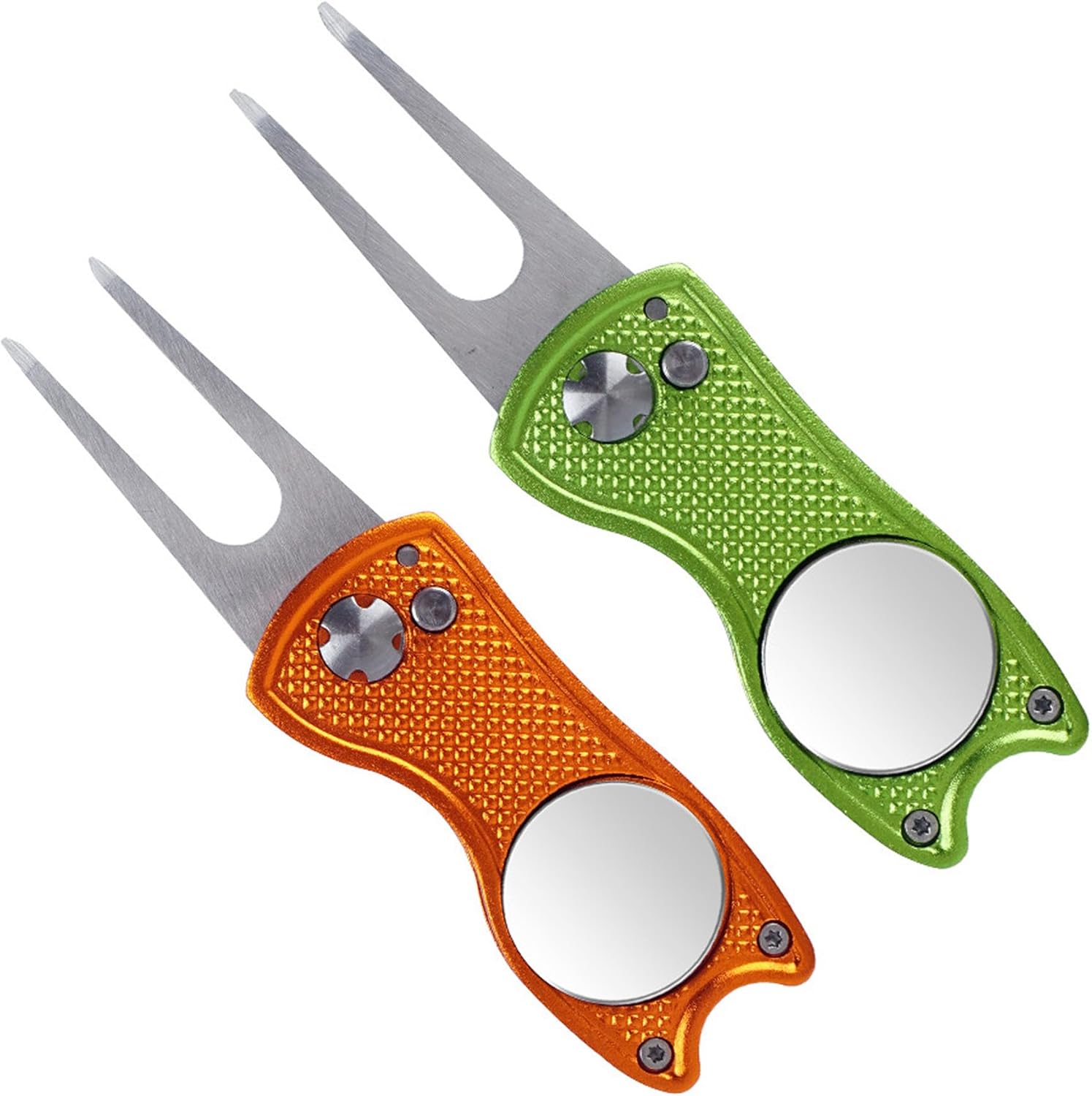 Eshan 2 PCS Golf Divot Repair Tools with Ball Marker Magnetic Markers Holder Club Groove Cleaner Golf Bag Accessories