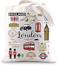 BWWKTOP London Canvas Tote Bag London Souvenirs Gifts London Shopping Bag London Shoulder Bag London Travel Bag