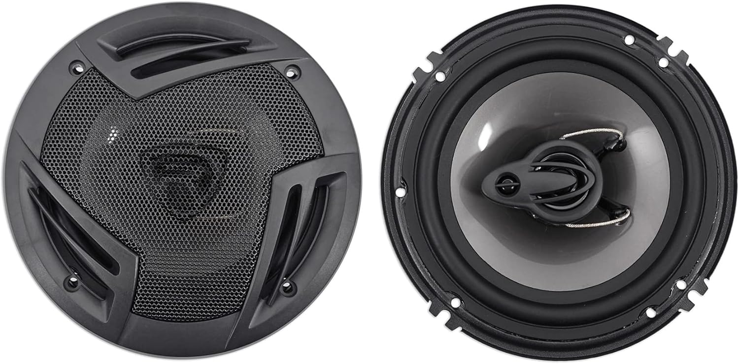 Rockville RV6.3A 6.5" 3-Way Car Speakers, 750W, 4 Ohm, Polypropylene Woofer, Butyl Rubber Surround, With Grilles, CEA Compliant, Perfect for Car Audio