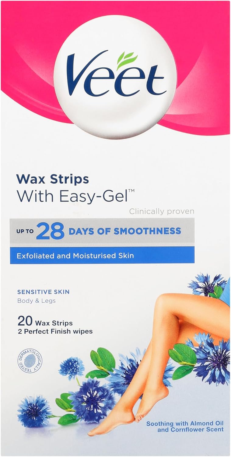 Veet Wax Strips with Easy Grip Sensitive Skin - 20 Wax Strips, VEET03