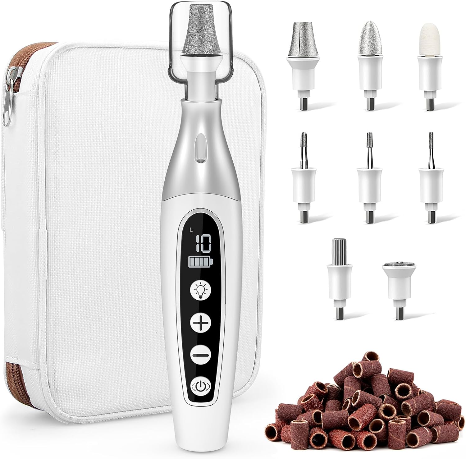 Professional Electric Nail File: Pedicure Sets for Feet & Hands Care with Electric Nail Drill, 8 Attachments for Pain-Free Trimming, Buffing & Shaping |10 Modes,Pedicure Tools & Nail Kit Manicure Set