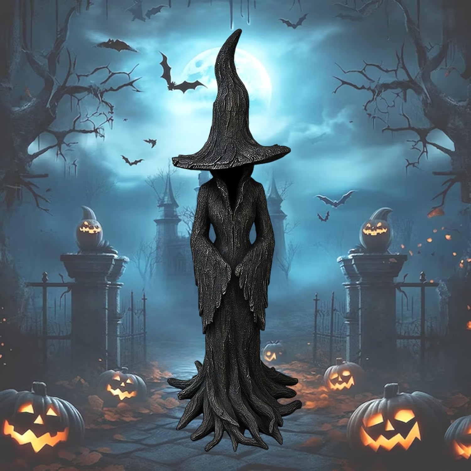 QhgPnt Witch Statue, Halloween Witch Ornaments, Gothic Home Decor, Resin Witch Decor for Halloween Party, Witchy Altar Decor, 20cm Witch Figurine