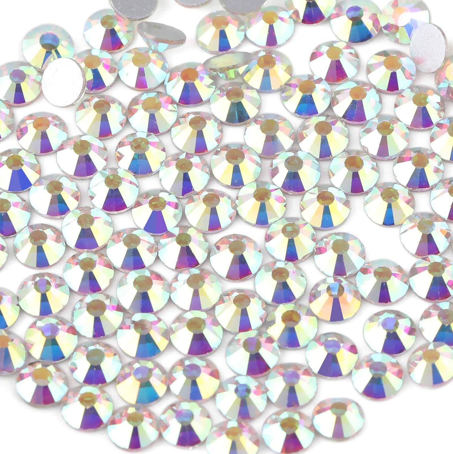 beadsland 1440pcs Flat Back Crystal Rhinestones Round Gems for Nail Art and Craft Glue Fix, CrystalAB (SS10(2.7-2.8mm))