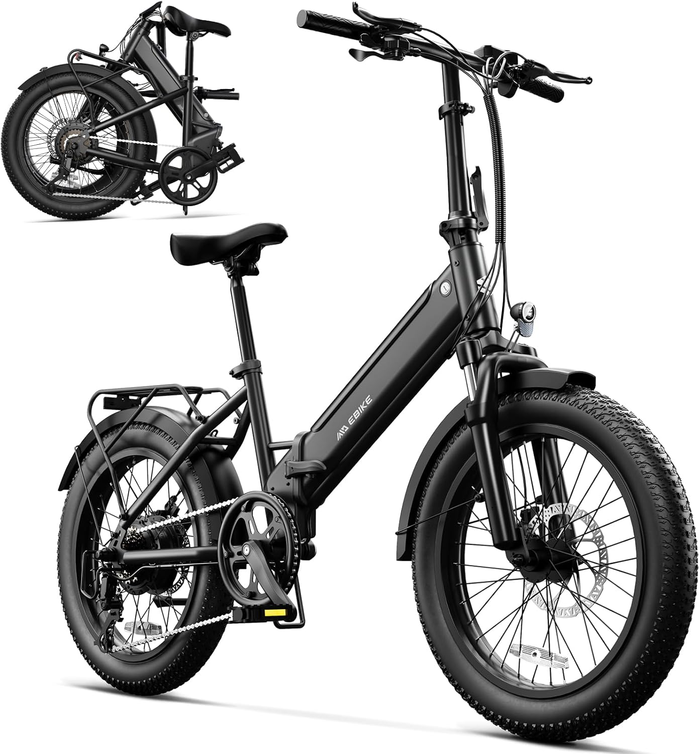 TST Folding Electric Bike for Adults, 1000W Peak Motor EBike with 36V 7.8Ah Removable Battery, Max Range 40 Miles 25 MPH Electric Bicycle, 20" Fat Tire All Terrain E Bike with Rear Rack