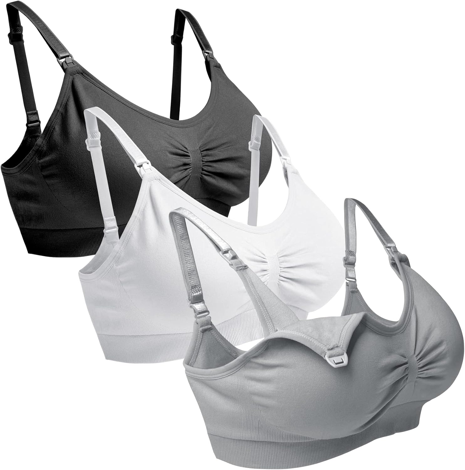 O-WareBaby Maternity Nursing Bra Seamless Breastfeeding Bras for Women 3 Pack S-XXL