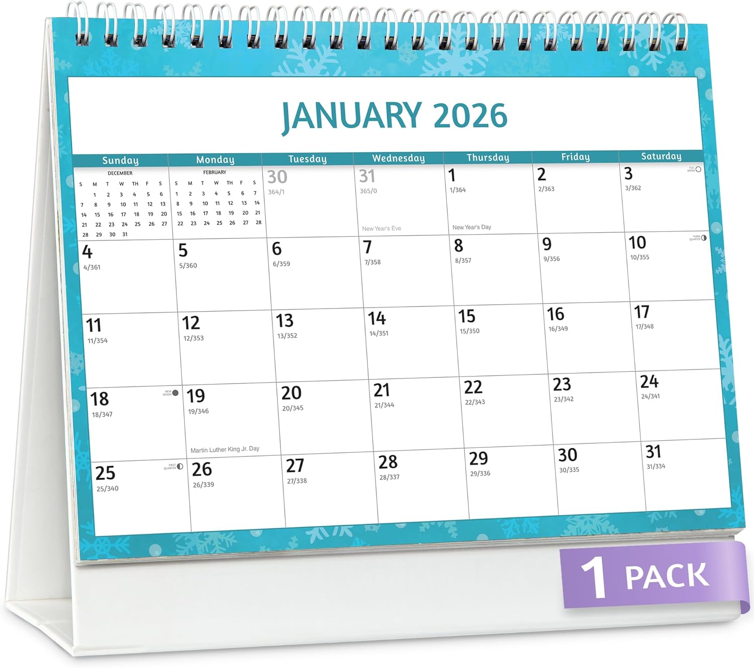 Zoe Deco - 8x6 Inch Standing Desk Calendar - 18-Month, July 2025 - December 2026 Tent Style Flip Calendar - Patterns