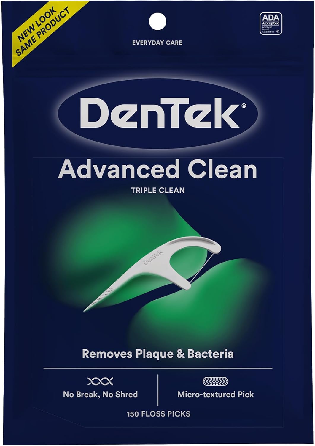 DenTek Triple Clean Mint Flavoured and Fluoride coated Advanced Dental Floss Picks with 3 cleaning actions - 150 Pack (Packaging may vary)