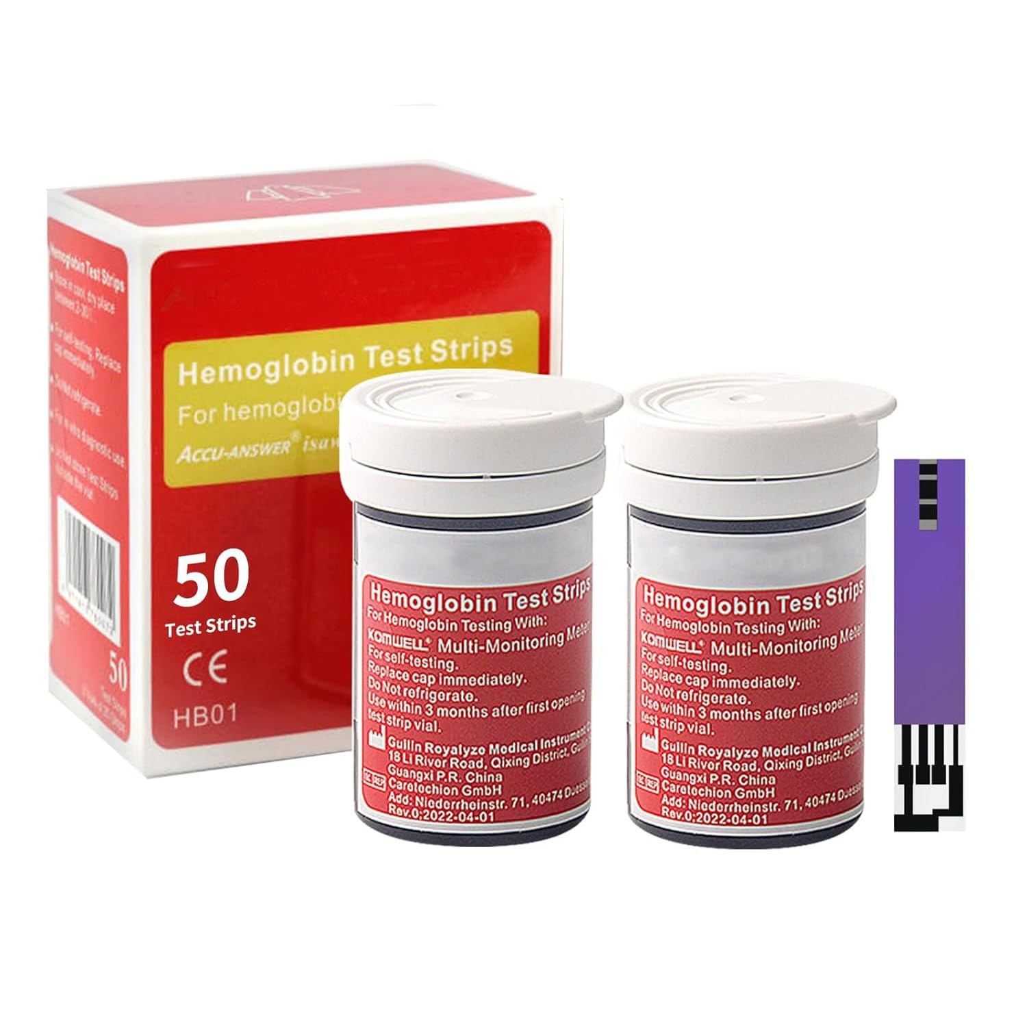 Komwell Blood Cholesterol, Blood Glucose, Hemoglobin and Blood Uric Acid Replacement Test Paper for Komwell 4 in 1 Meter (HB 50pcs)