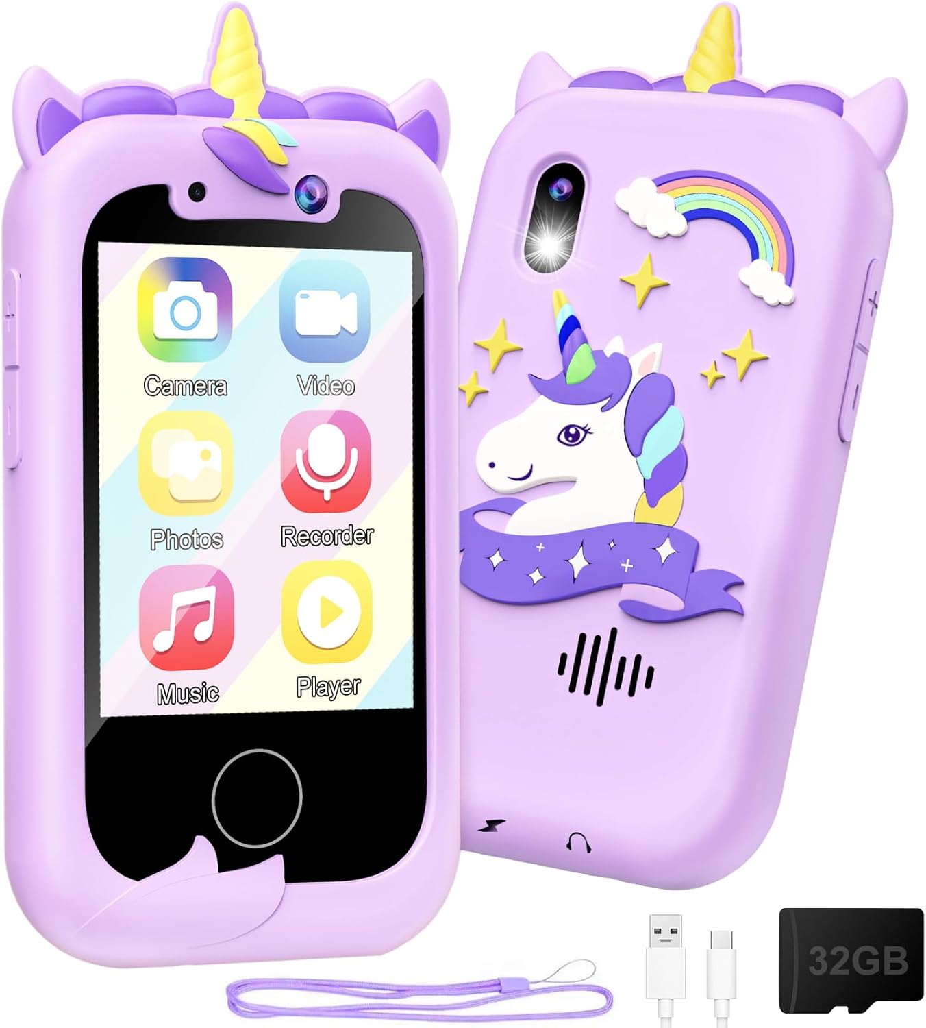 Kids Smart Phone Girls Toy: Christmas Birthday Gifts for Girls Age 3-10 - Working Real Play Cell - Toddler Learning Toy (Purple)