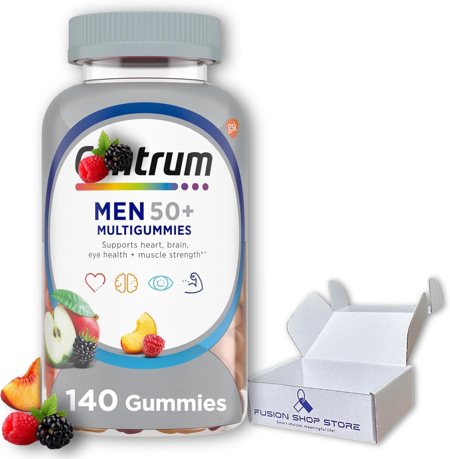 Centrum Silver Men 50 Plus - 140 Multivitamin Gummies (Pack of 1), Energy Support Supplement., Boxed by Fusion Shop Store