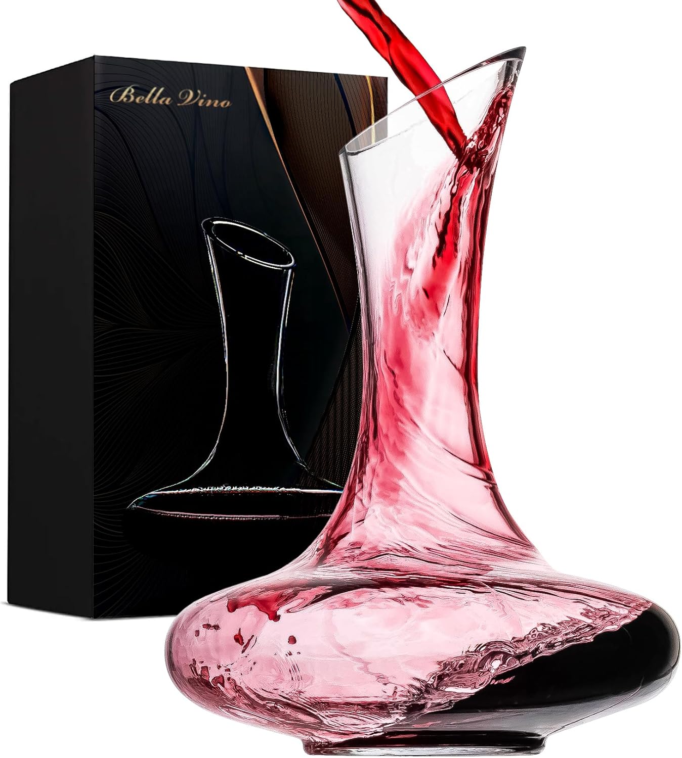 Large Wine Decanter - Hand Blown Lead-Free Crystal Glass Wine Aerator - Elegant Red Wine Carafe Decanter Bottle Gift and Wine Accessories - 1600ml.