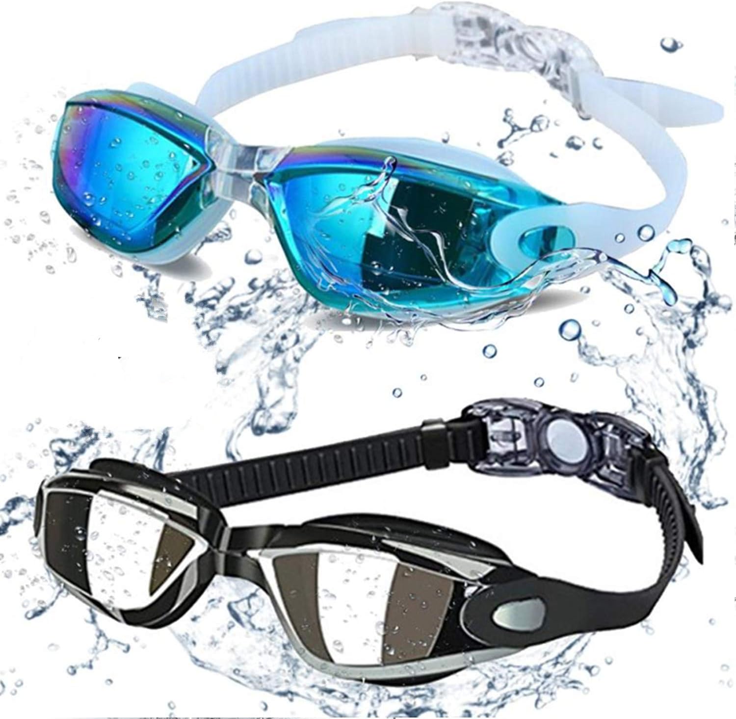 Swim Goggles - Swimming Goggles,Pack of 2 Professional Anti Fog No Leaking UV Protection Wide View Swim Goggles for Women Men Adult Youth Kids