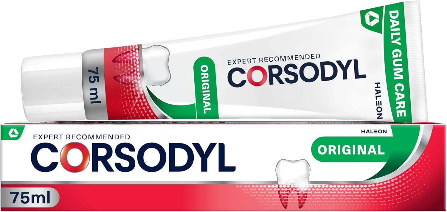Corsodyl Original Toothpaste, Daily Gum Care, Helps Prevent Bleeding Gums, 75 ml