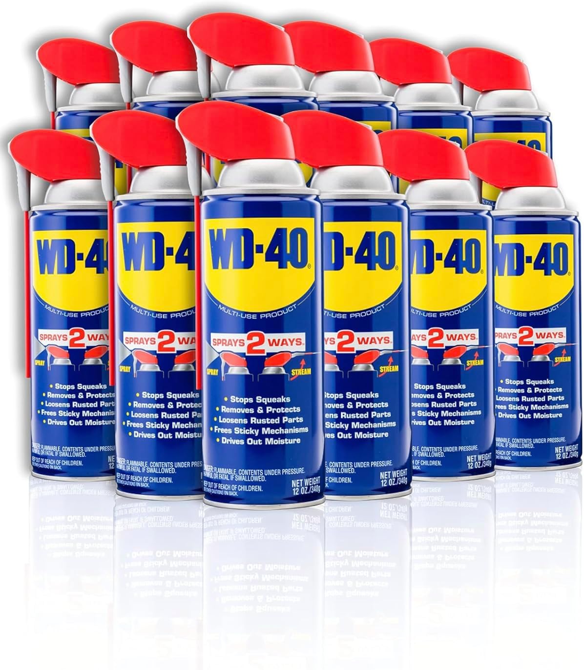 WD-40 Original Formula, Multi-Use Product with Smart Straw Sprays 2 Ways,12 OZ [12-Pack]