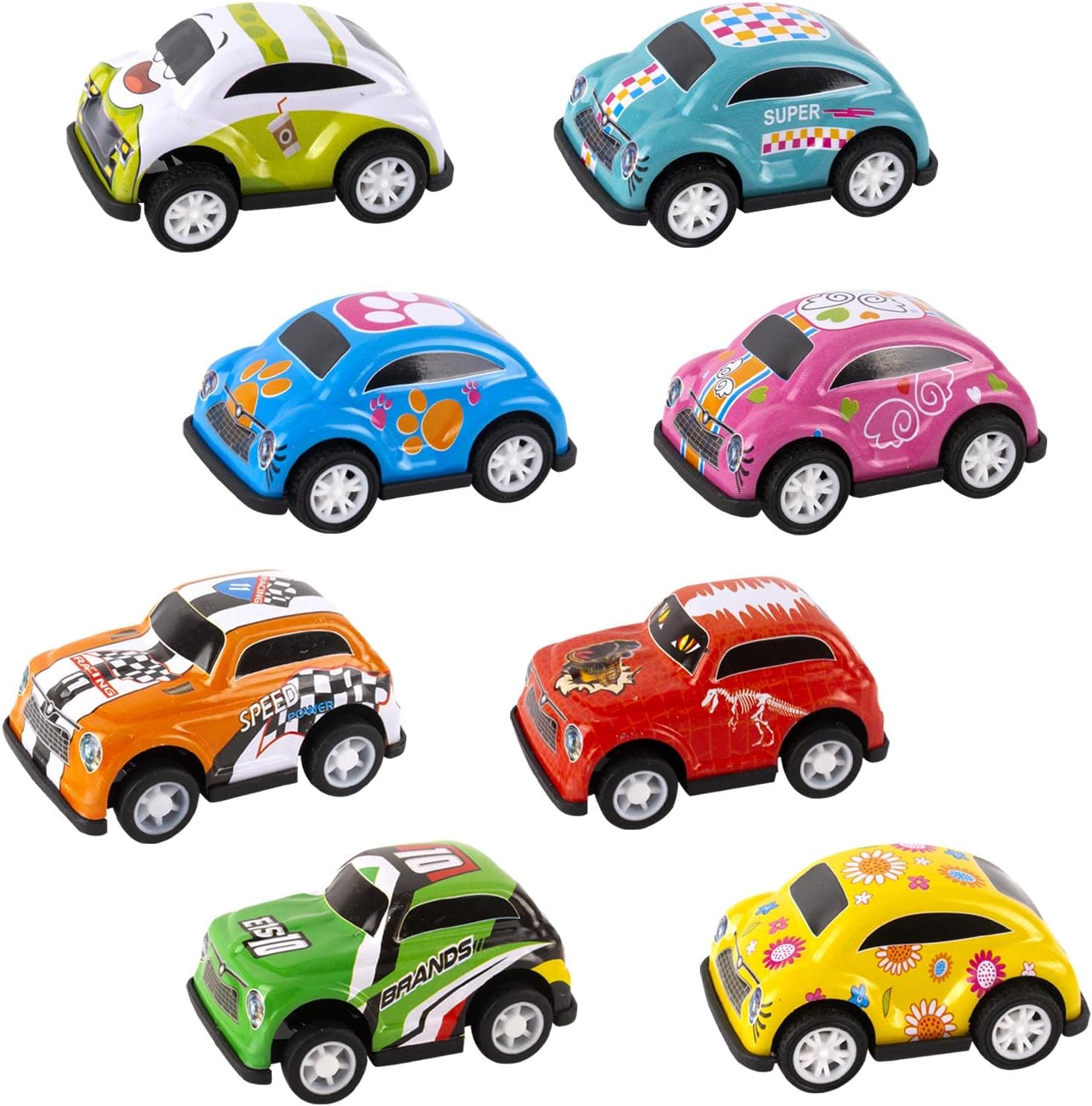 AWAVM Pull Back Cars,8PCSMini Push and Go Car Toy,Pull Back Racing Vehicles for 2 3 5 Year Olds Boys Party Bags Fillers
