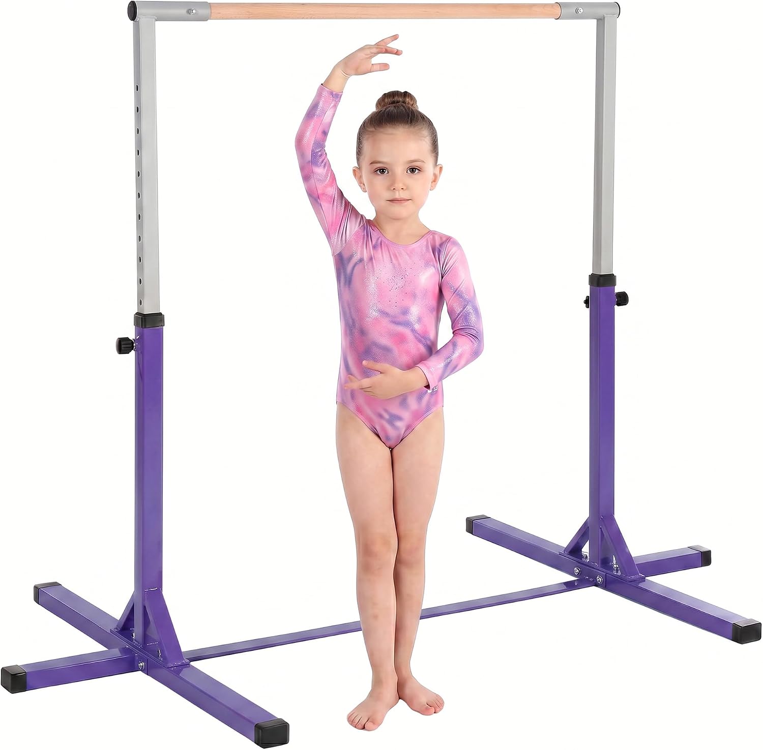 HOMCOM Gymnastics Bar 92-150 cm Height Adjustable for Kids