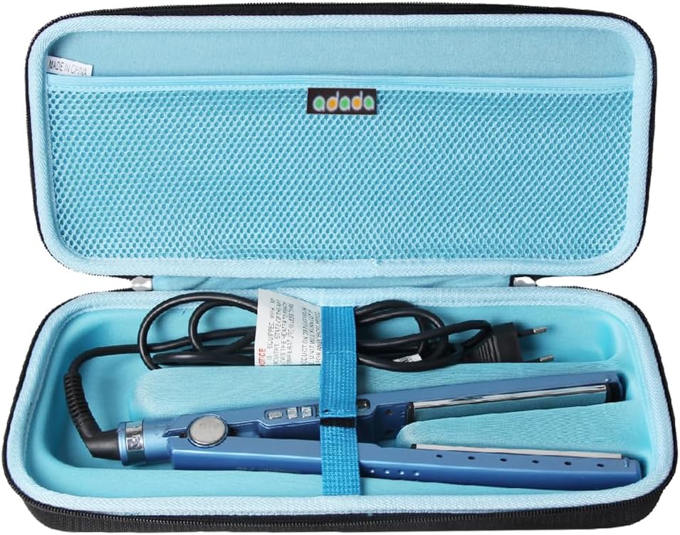 Hard Travel Case for BaBylissPRO Nano Titanium Ultra Thin Straightening Iron (Black+Blue)