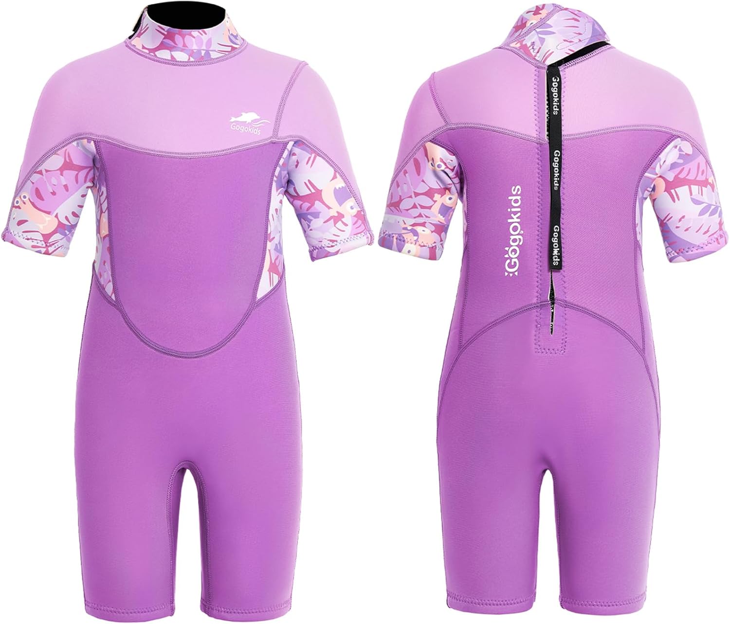 Gogokids Kids Shorty Wetsuit, 2.5mm SCR Neoprene Wetsuits for Toddlers, Back Zipper Children's Short Wet Suits Comfort & Warmth, UV Wetsuit for Swimming, Snorkelling & Surfing, Ages 2-8 Boys Girls