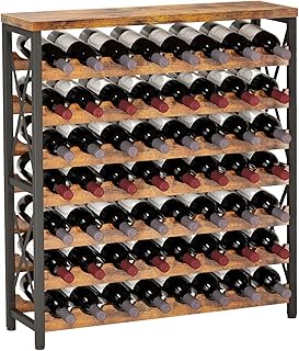 Homeiju 56-Bottle Freestanding Wine Rack, Wooden Wine Rack Storage Shelf, Stackable Wine Bottle Rack with Tabletop for Living Room,Kitchen or Wine Cellar