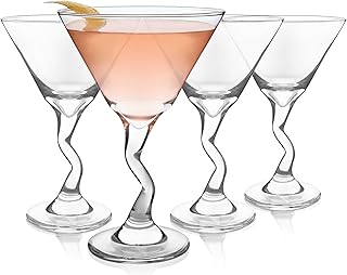 Libbey Martini Glasses Set of 4, Durable Unique Martini Glasses with Z-Stem, Dishwasher Safe Martini Glass Set for Birthdays, Parties and More
