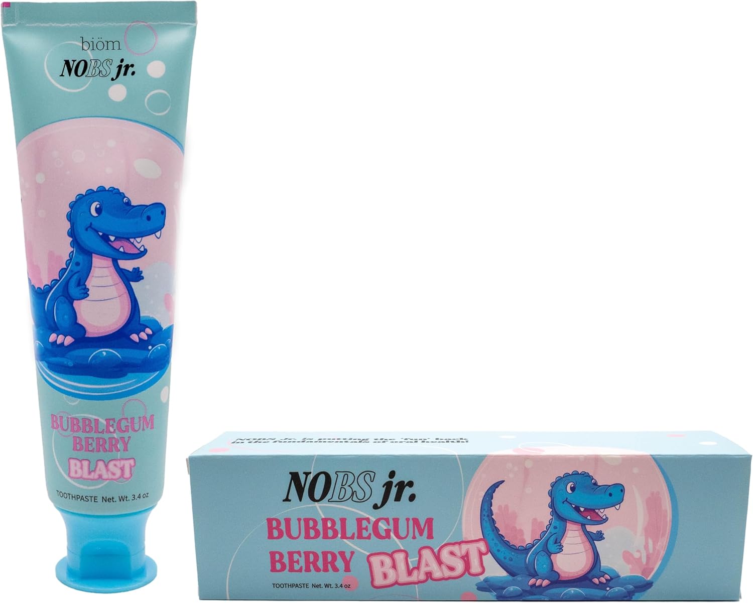 NOBS Jr. Kids Nano Hydroxyapatite Toothpaste – Fluoride Free, SLS-Free, Remineralizing - Dentist Formulated - Bubblegum Berry