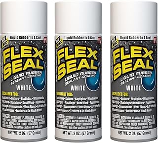 Flex Seal Mini, 3-Pack, White, Stop Leaks Instantly, Waterproof Rubber Spray On Sealant Coating, Travel Size, Perfect for Gutters, Wood, RV, Campers, Roof Repair, Skylights, Windows, and More