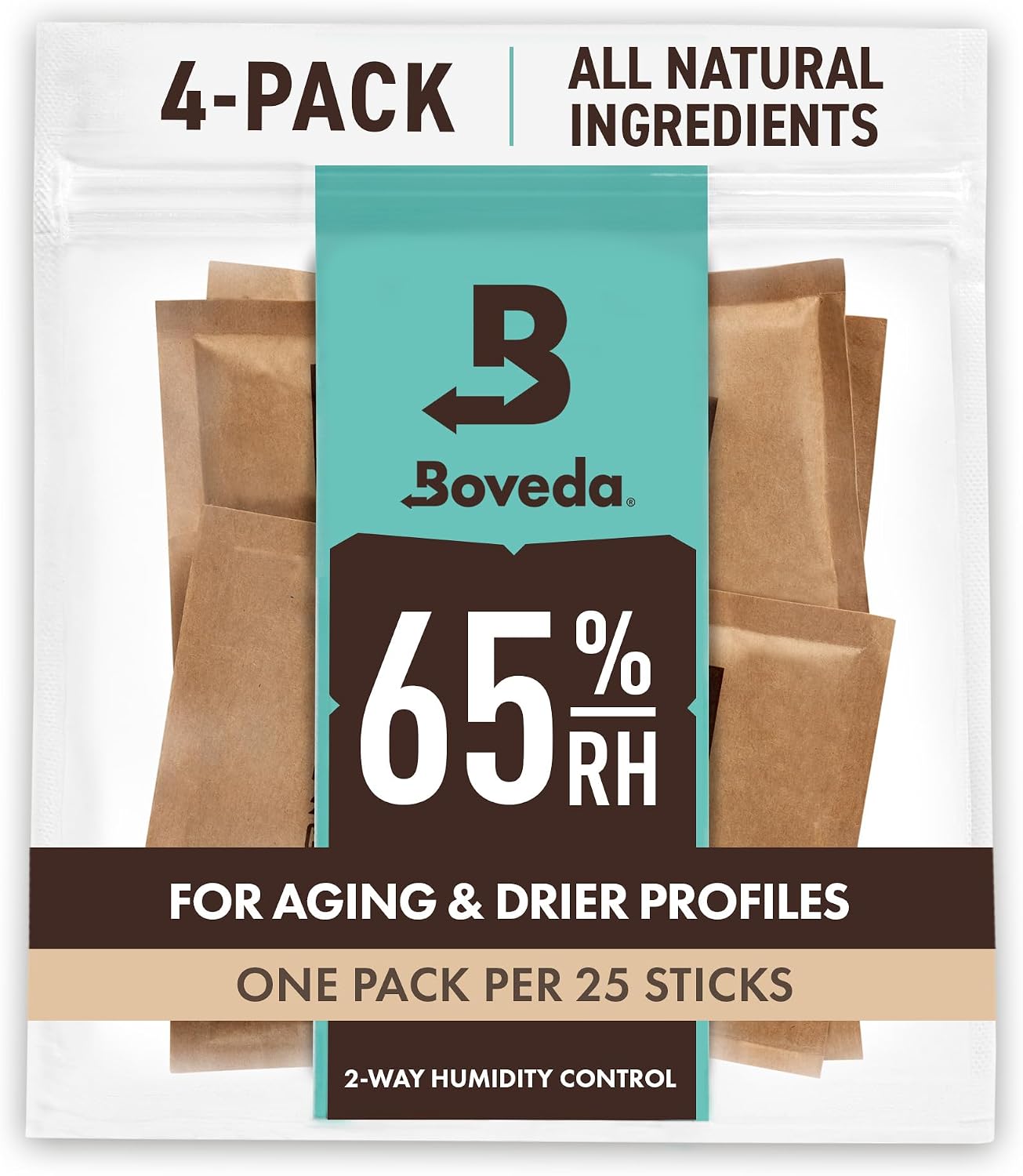 Boveda 65% Two-Way Humidity Control, Long-Term Storage, 4 Count, Size 60