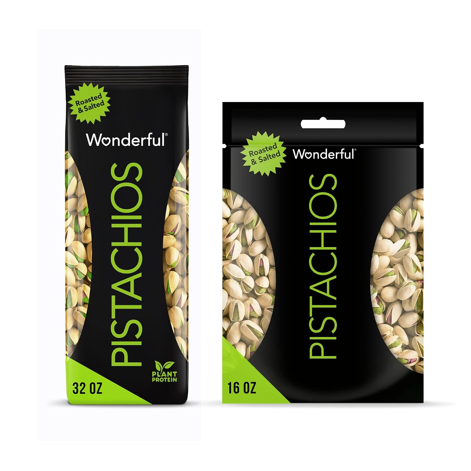 Wonderful Pistachios In Shell Bundle, Roasted & Salted Nuts, 32 Ounce Bag + 16 Ounce Resealable Pouch, Protein Snacks, Gluten Free Snacks, Healthy Snacks, Pantry Staples, Bulk Snacks