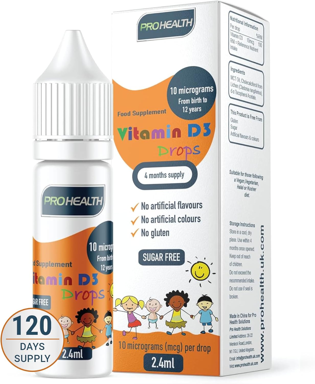 ProHealth 10 UG 120 Drops- Daily Vitamin D3 Supplement for Infant and Young Children