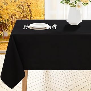 Smiry Rectangle Table Cloth, Waterproof Anti-Scratch Polyester Tablecloth, Decorative Washable Fabric Table Cover for Dining, Buffet, Parties and Outdoor, 60x84, Black