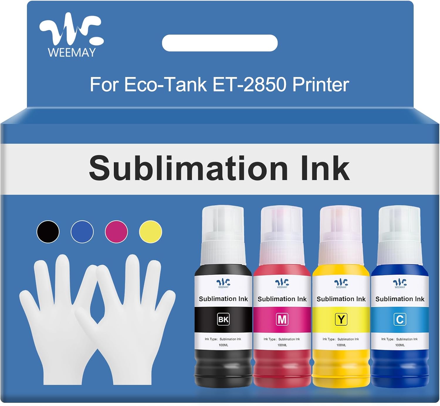 Weemay Sublimation Ink 502 522 Refill Bottles 400ML Compatible for ET-2800 ET-2803 ET-2850 ET-2760 ET-4800 ET-3850 ET-15000 ET-8550 Inkjet Printers Heat Press Transfer on Mugs T-Shirts