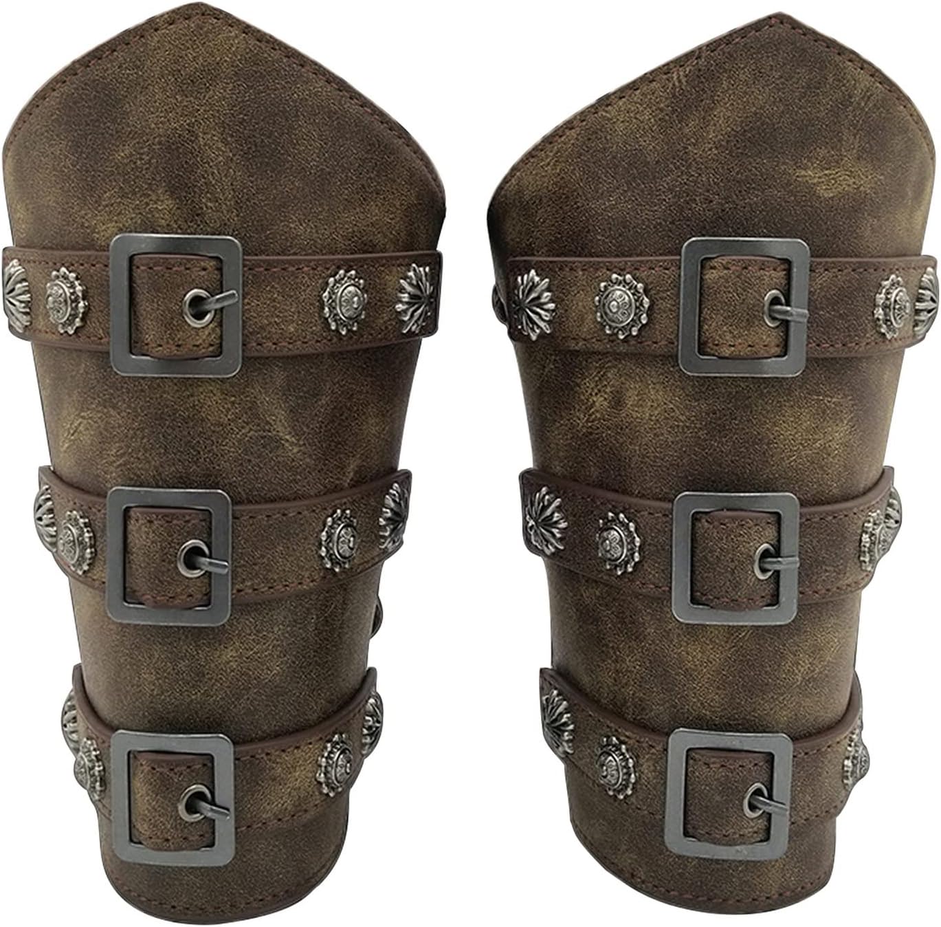 Medieval Arm Guards Buckle Leather Armour Retro Wrist Gauntlets Viking Bracers Arm Cuff LARP Archery Gothic Leather Costume Bracer Viking Accessories Renaissance Arm Guards