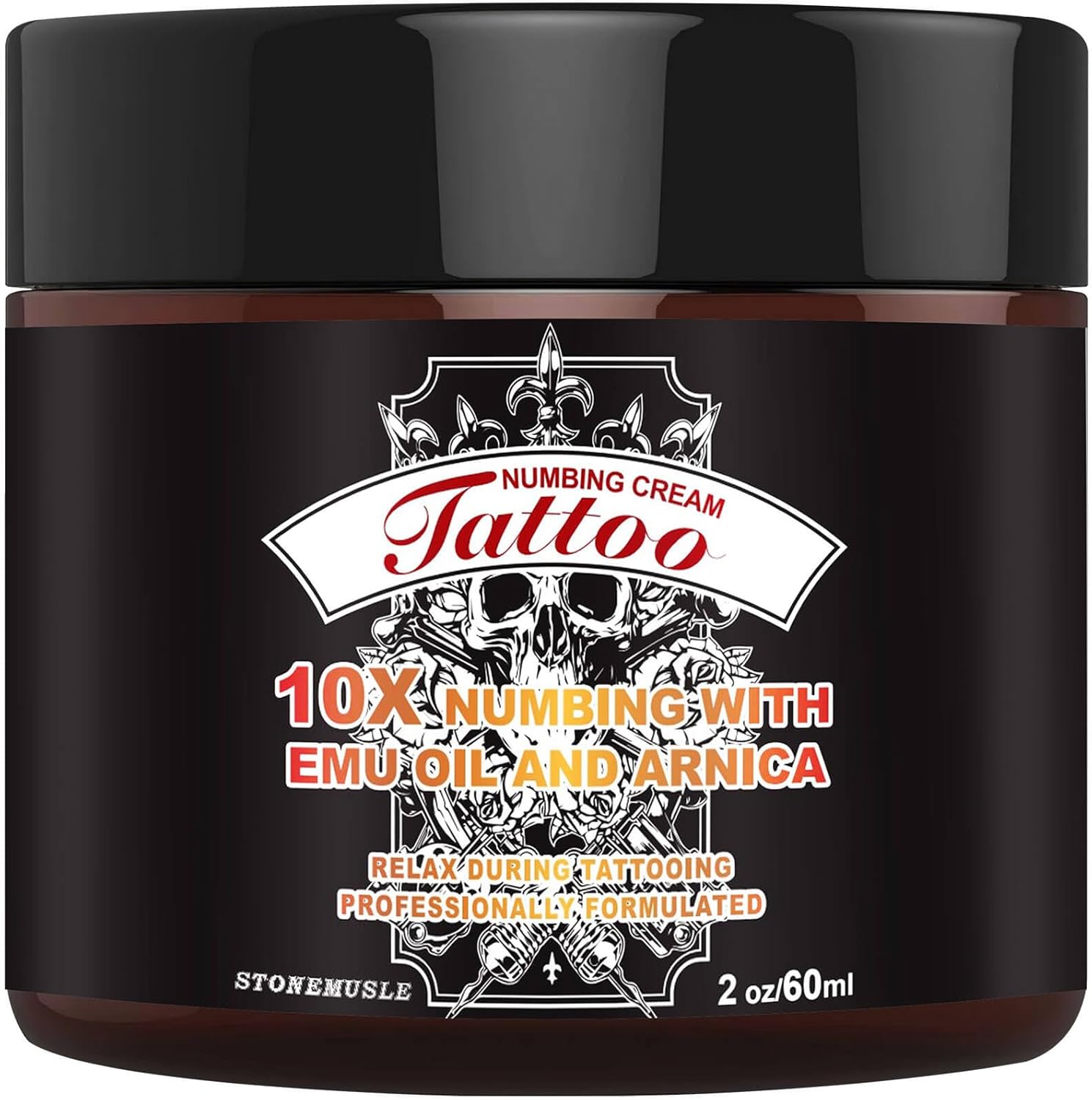 8 Hours Maximum Strength Numbing Cream Tattoo, Painless Tattoo Numbing Cream, Numbing Cream for Tattoos Extra Strength with 10x Numbing, Emu Oil and Arnica - 2oz/ 60ml