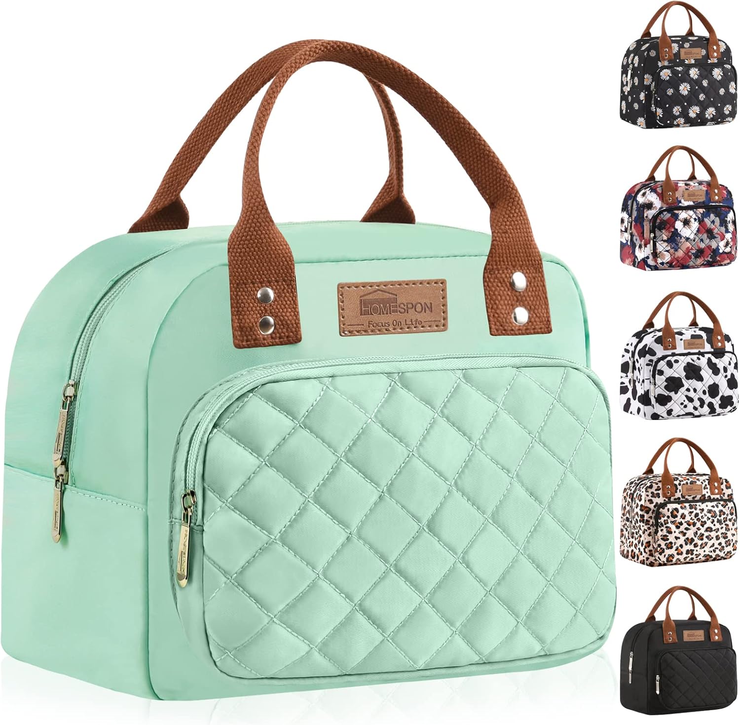 HOMESPON Insulated Lunch Bag for Women Men Work Adult Cool Bag Lunch Box Container Ladies Lunch Tote (Green)