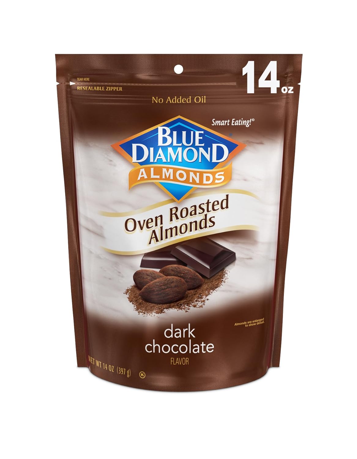 Blue Diamond Almonds Oven Roasted Dark Chocolate Flavored Snack Nuts, 14 Oz Resealable Bag (Pack of 1)
