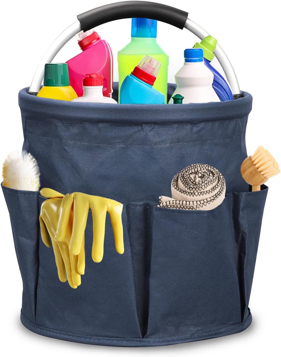 Qivine 17L Cleaning Caddy with Handle, Foldable Cleaning Supply Caddy(Blue)
