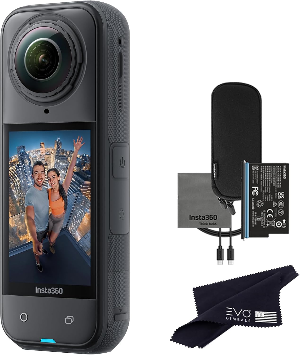 Insta360 X5 - Waterproof 360 Action Camera with 1/1.28" Sensors, 8K 360 HDR Video, 72MP Photo, 4K60fps Single-Lens, Enhanced Low Light Performance, User-Replaceable Upgraded Lenses, 2.5" Touchscreen