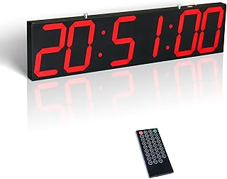 27.6in Double Side Digital Wall Clock, Multifunctional Led Digital Clock with Timer, Temperature and Date Display, Large Hanging Clock for Corridors, Hospitals (Red)