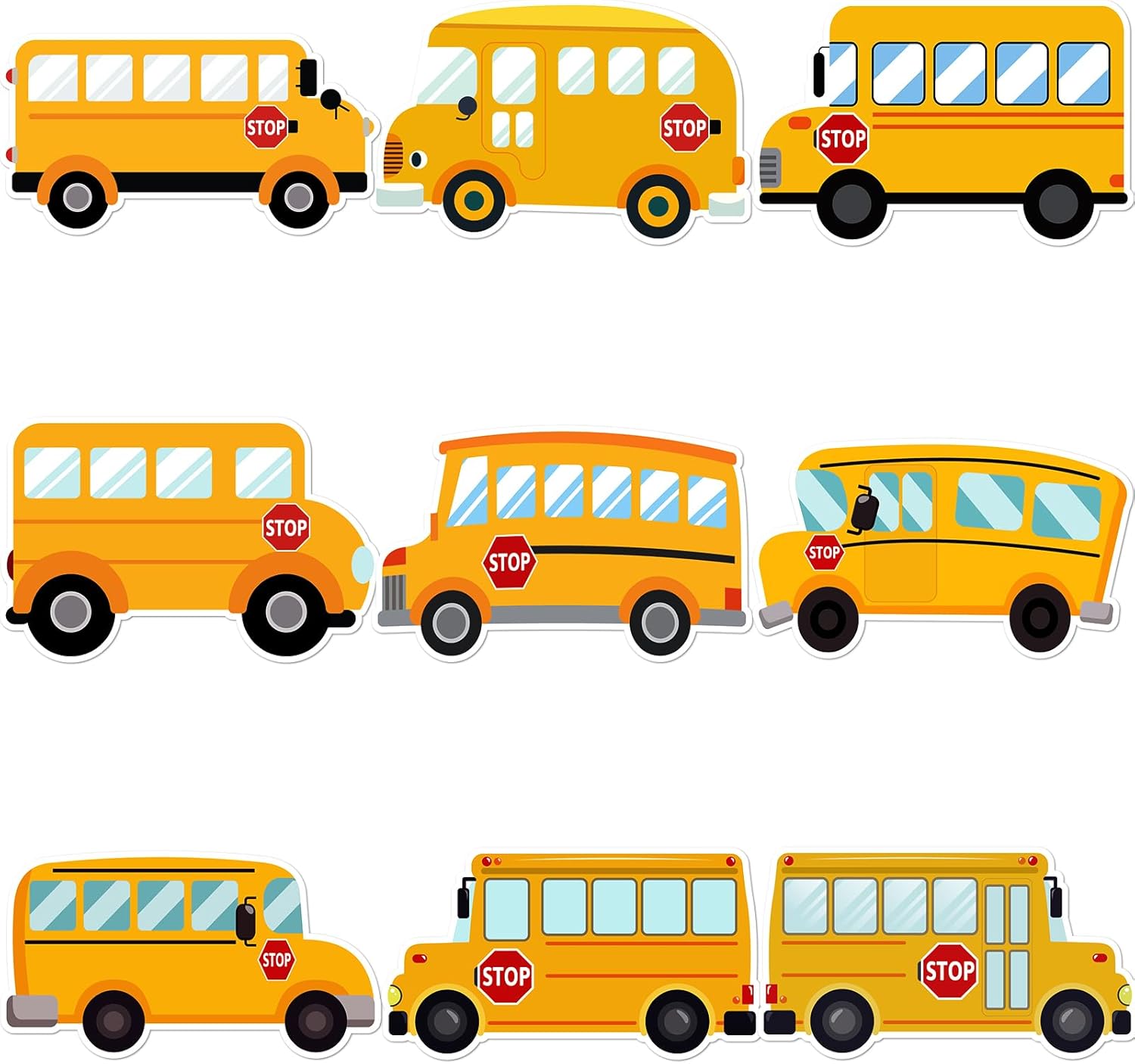54Pcs School Bus Cutouts School Bus Name Tags Labels Bulletin Board Cut-Outs Classroom Decorations for Preschool Kindergarten Elementary Back to School Decor
