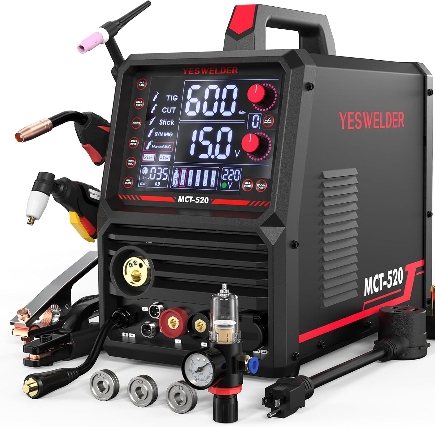 YESWELDER 6-in-1 Welder & Plasma Cutter Combo, 110V/220V MCT-520