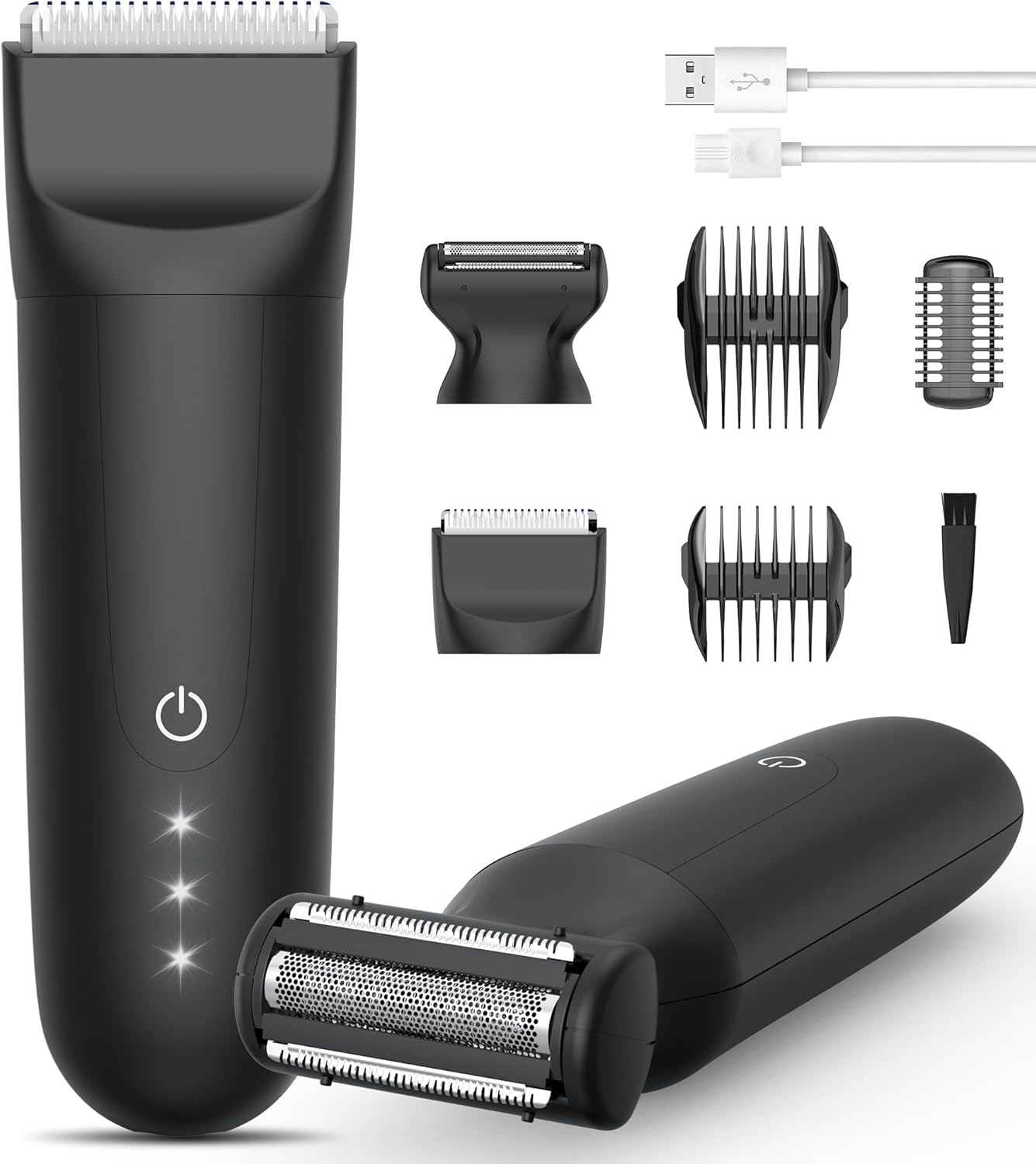 Body Trimmer Men, Pubic & Body Hair Trimmer Men | Waterproof IPX7 & Ceramic Blades | Painless Shaver for Pubic, Groin, Chest Groomer | 20 Times Usage | Gifts for Him