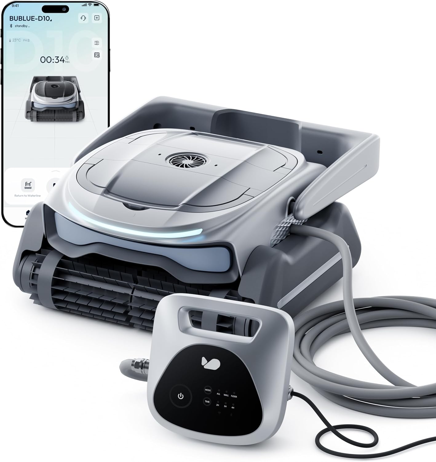Bubot 800P Robotic Pool Cleaner, Pool Vacuum with Superior Suction, Smart Navigation, APP Control, Custom Scheduling, Wall/Waterline Cleaning, TangleEase Tech, for Pools up to 1,076 Sq.Ft, Silver