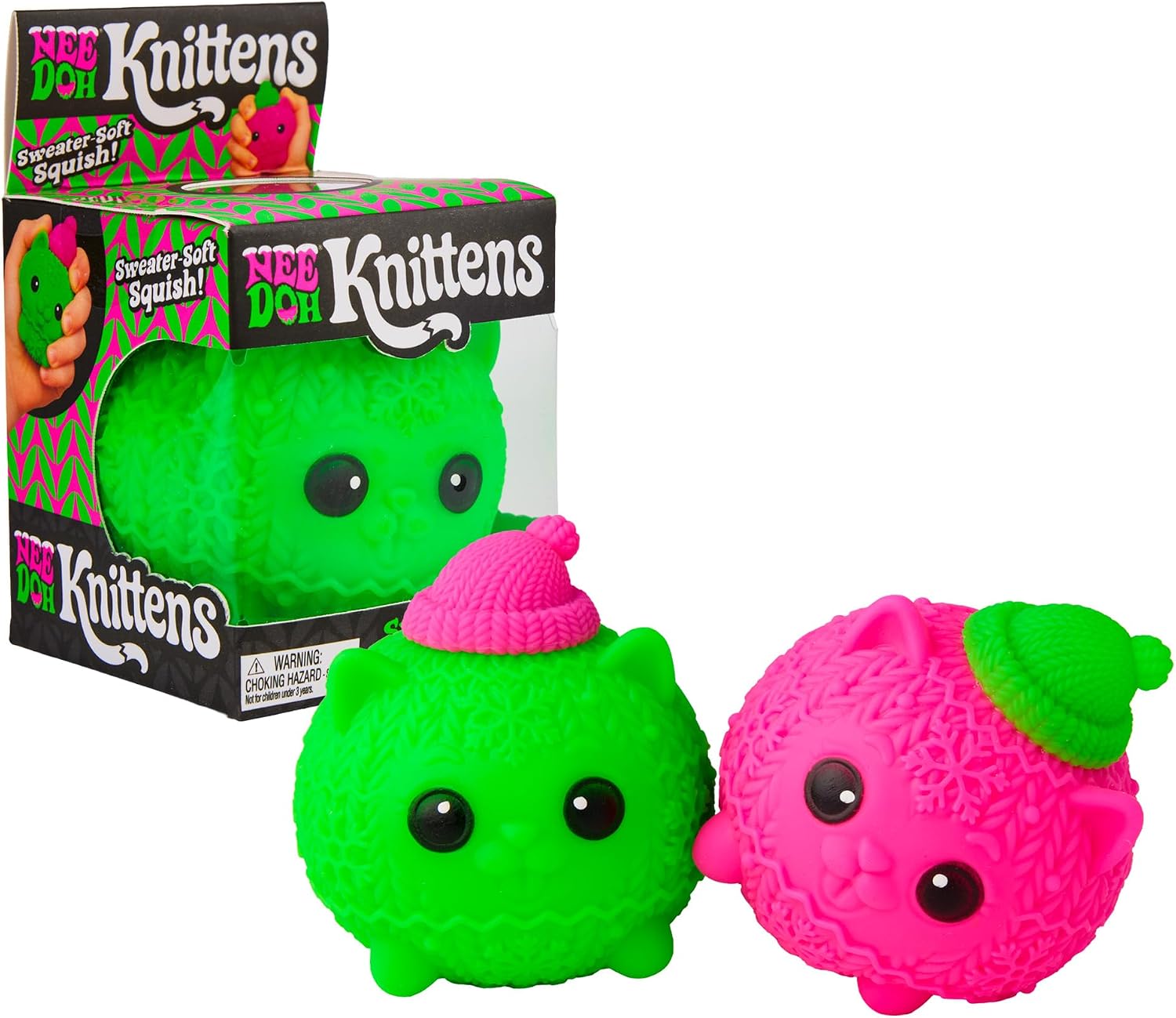 Schylling Needoh Squishmas Knittens - Sensory Squeeze Toy - Colors May Vary (Pack of 1)