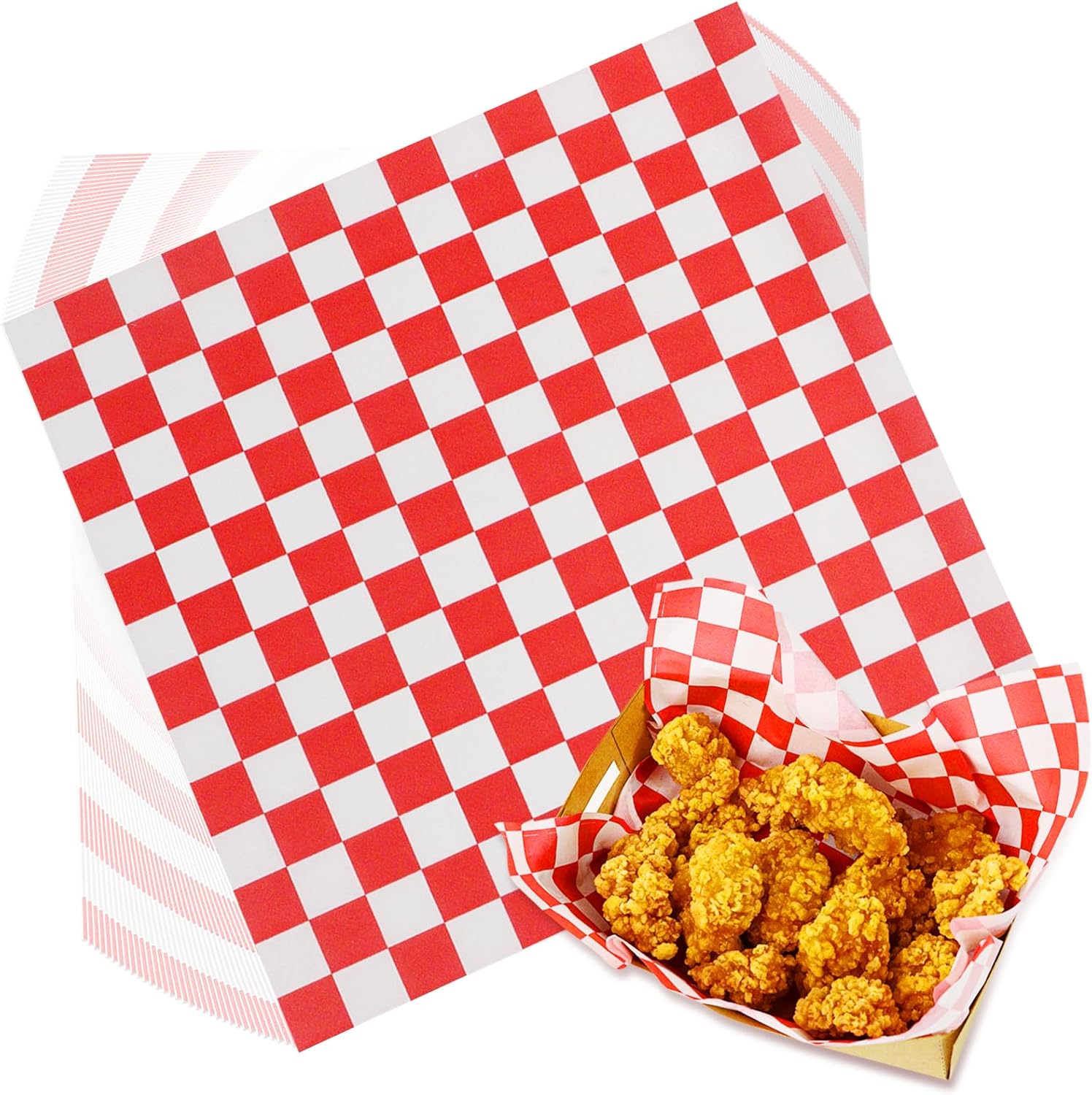 100Pcs Deli Paper Sheets, Ultra Grease Resistant Wax Paper Sheets for Food 7x7", Premium Sandwich Wrapping Pa-per at School Lunches, Perfect Food Basket Liners for BBQ and Festival