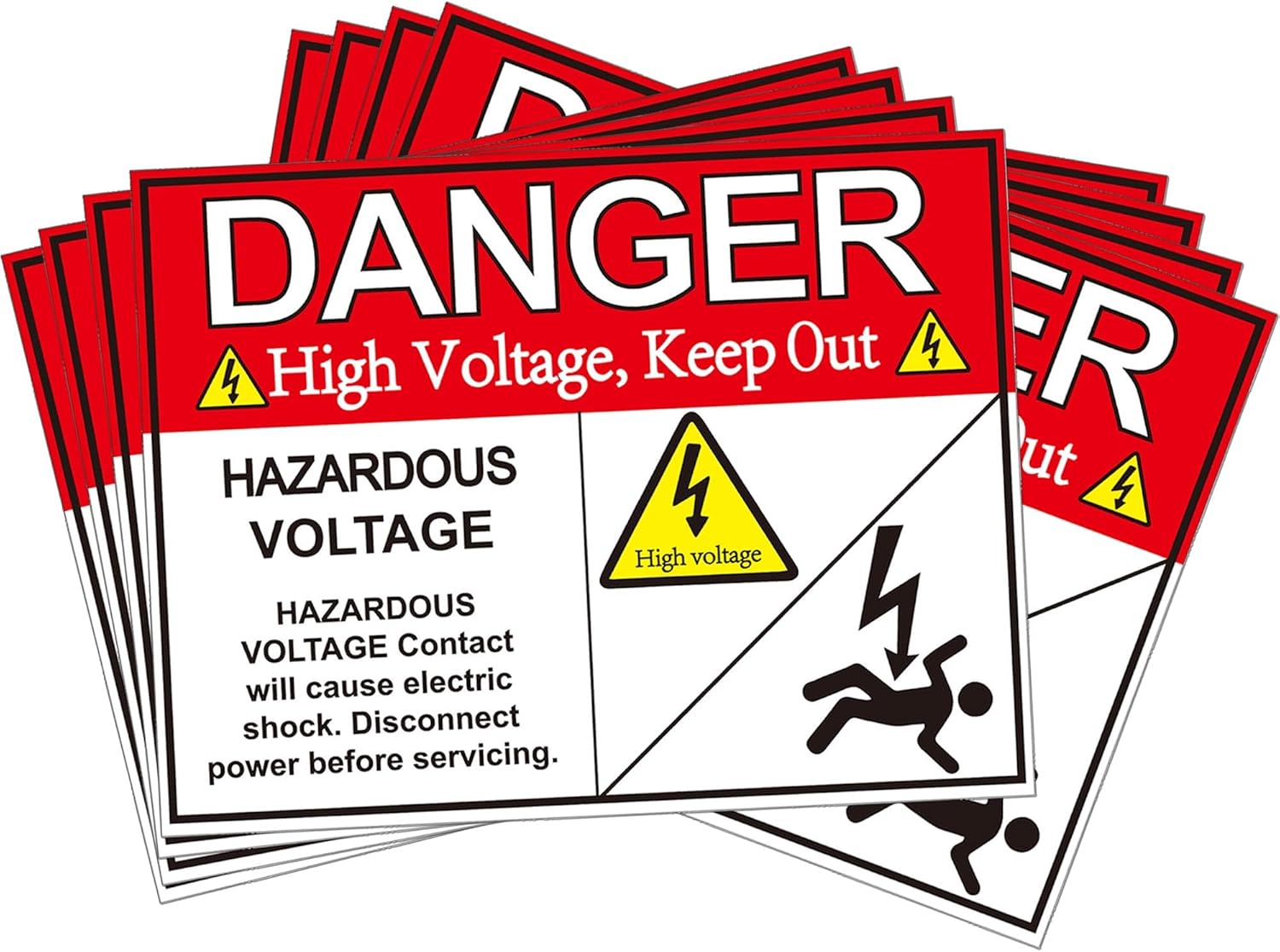 Hazardous Voltage Safety Warning Sticker 3" X 4" Danger Voltage Warnings Keep Out Label Decal Vinyl Adhesive High Voltages Electrical Safety Warning Sign Sticker for Battery Bank in-Wall Safe 8 Pack