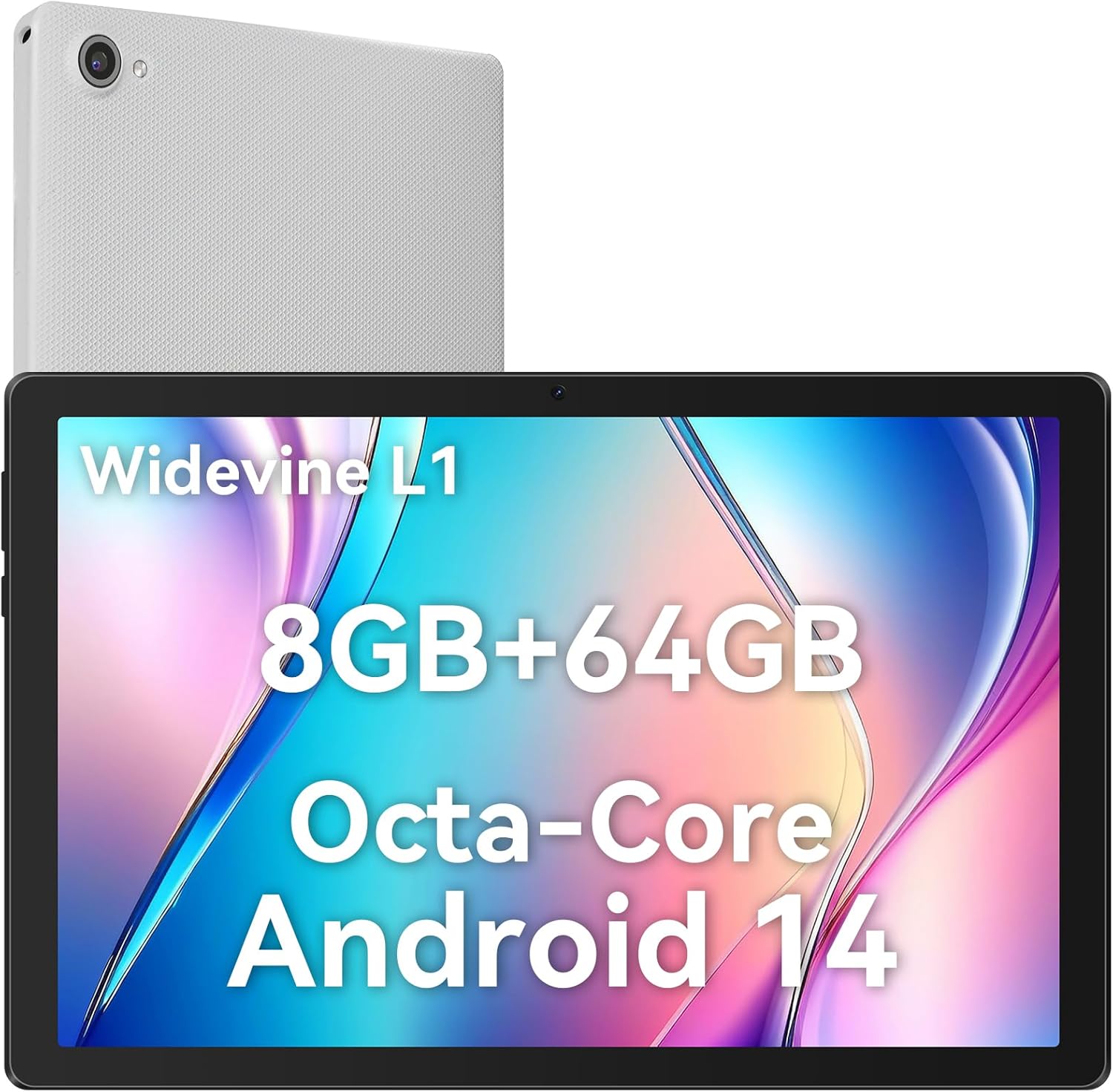 Freeski 10 Inch Android Tablet with Octa-Core CPU, 8GB+64GB Storage (Expandable to 1TB),Bluetooth 5.0, WiFi 6, 5MP+8MP, 5000mAh, 1280 * 800 HD Screen(White)